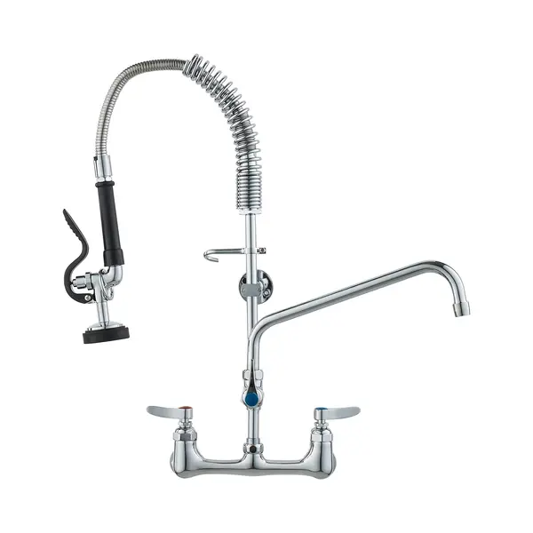 Vevor Commerciële Kraan Met Voorspoeldouche, 63 Cm Hoogte, 305 Mm Draaibare Uitloop, Aan De Muur Gemonteerde Aanrechtkraan, Messing Constructie Met thumbnail