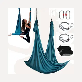Vevor Aerial Yoga Hangmat 5 X 2, 8 M Groen Aerial Yoga Swing Air Fly Yoga Schommel Hammock Swing 1000 Kg Maximale Belasting Met Yogasokken En Stalen