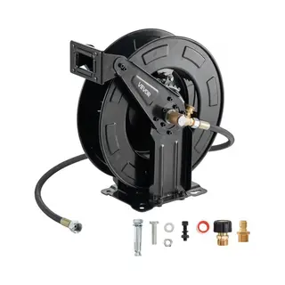 Vevor Hogedrukreiniger Slanghaspel, 15, 2 M X 9, 5 Mm, Stalen Slanghaspel, Max. 275 Bar, Automatisch Oprollend, Flexibele Muur-/Vloermontage Voor