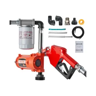 Vevor Brandstofoverdrachtpomp, 12 V Dc 10 Gpm, Draagbare Dieseloverdrachtpompkit, Met Automatisch Afsluitende Spuitmond, Afvoerslang,