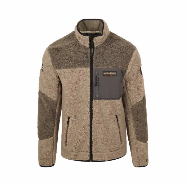 Napapijri Herren Fleecepullover Beige Unifarben thumbnail