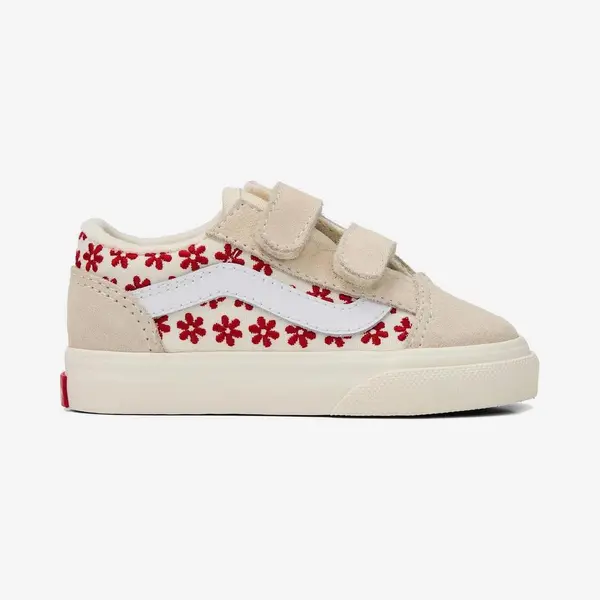 Vans Old Skool Sidestripe Baby Schuhe Beige Rot Weiß - 36.5 thumbnail