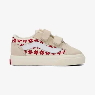 Vans Old Skool Sidestripe Baby Schuhe Beige Rot Weiß - 24