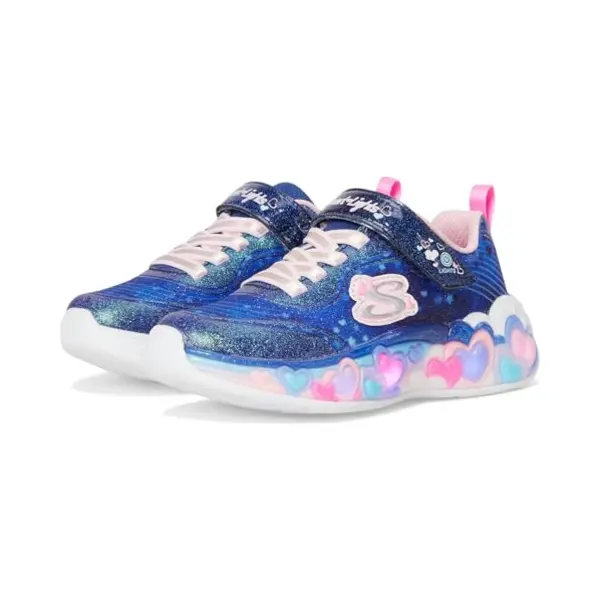 Skechers Girl's Eternal Heart Lights Sneakers, Navy Sparkle Mesh/Multi Trim, 12.5 Uk Child thumbnail