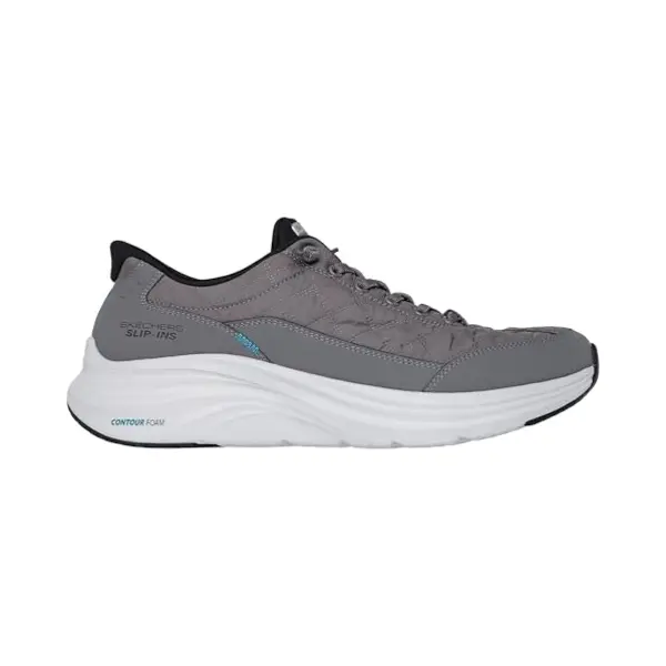 Skechers Men's Contour Foam Cozy Fit Sneaker, Charcoal Mesh/Duraleather/Black Trim, 12 Uk thumbnail