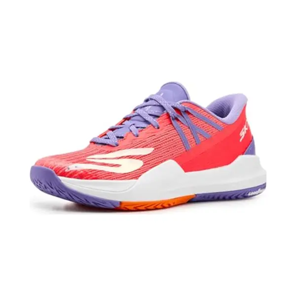 Skechers Women's Skechers Baseline Bully Pickleball-Shoes, Coral Synthetic/Textile/Purple Trim, 4 Uk thumbnail