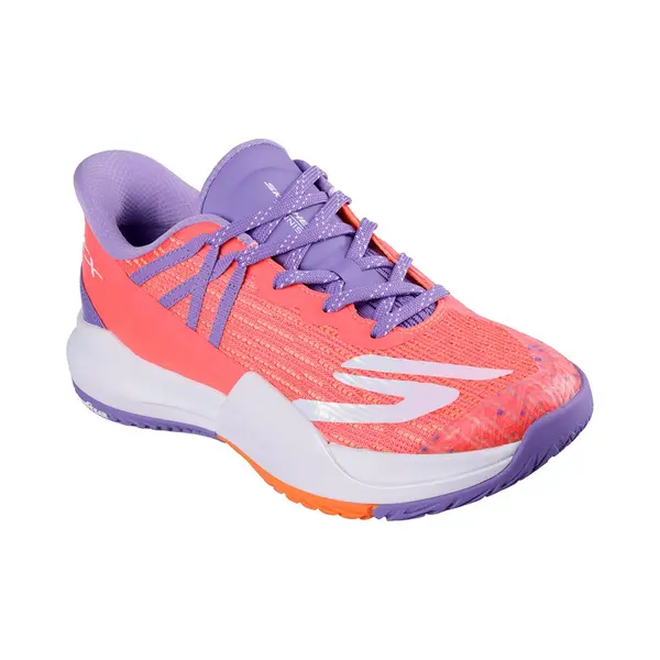 Skechers Women's Skechers Baseline Bully Pickleball-Shoes, Coral Synthetic/Textile/Purple Trim, 5 Uk thumbnail