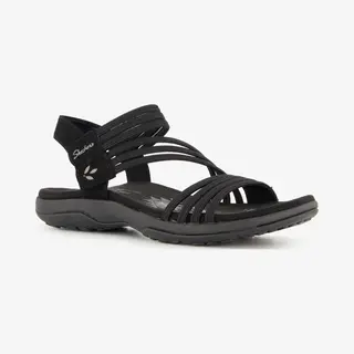 Skechers Reggae Coffee Bbk Black Womens Walking Sandals 163573 In A Plain Textile In Size 5