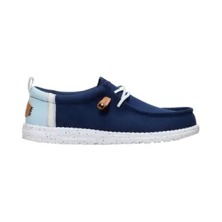 HeyDude Für Herren. HD43086 Schuhe Wally Craft Leinen Navy (40), Stoff, Wohnung, Schnürsenkel, Lässig, Marine