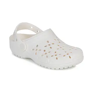 Crocs Girls Classic Floral Cut Out Clog In Ivory