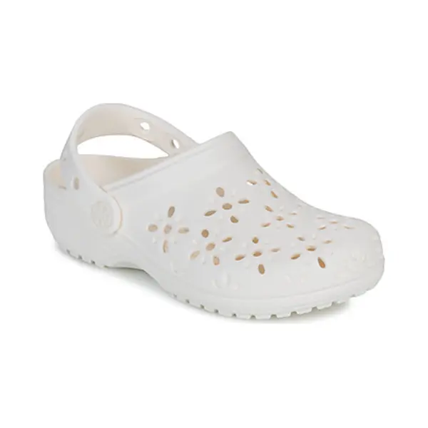 Crocs Girls Classic Floral Cut Out Clog In Ivory thumbnail