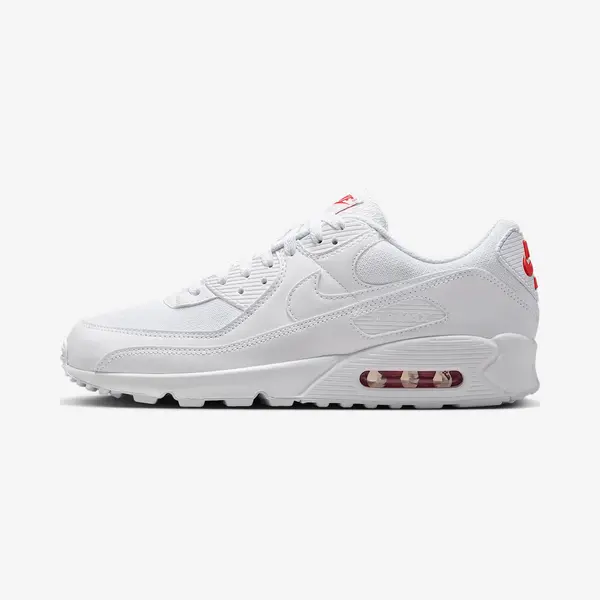 Nike Air Max 90 Herensneakers, 45, 5 Eu, Wit Lt Crimson, 45, 5 Eu thumbnail