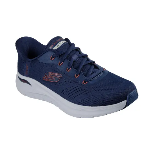 Skechers Men's Arch Fit 2.0 Lestur Slip-On Sneakers, Navy Mesh/Synthetic/Red Trim, 12 Uk thumbnail