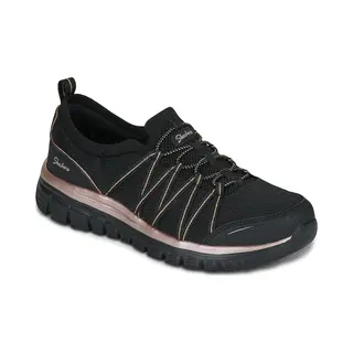 Skechers Women's Graceful Purecrush Slip-On Sneakers, Black/Rose Gold Knit, 4 Uk