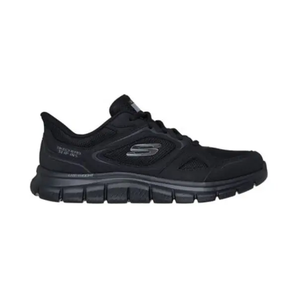 Skechers Track Lace Slip Ins Bbk Black Mens Trainers 233039 In A Plain Leather And Textile In Size 8 thumbnail