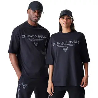 New Era Nba Linear Grphc Box Chicago Bulls T-shirt Met Korte Mouwen Zwart L Man