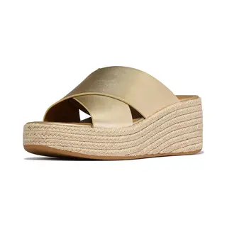 Fitflop Platfforms Leather Women's Platino Sandals - Uk 5