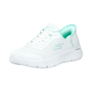 Skechers Women's Go Walk Flex Grand Entry Slip-On Sneakers, White Textile/Mint Trim, 6 Uk