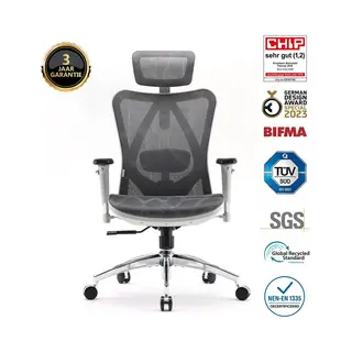 Sihoo Ergonomic Office Chair Mesh Desk Chair With Adjustable Lumbar Support 3D Armrests Breathable High Back Computer Chair (Light Gray)