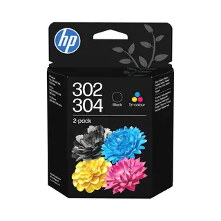 Hp 302/304 combipakket met driekleuren en zwart (2-pack)