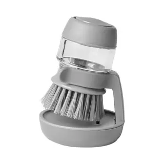 Afwasborstel Met Zeepdispenser - Inclusief Houder - Navulbaar - Zeephandborstel - Grijs, 1 St.