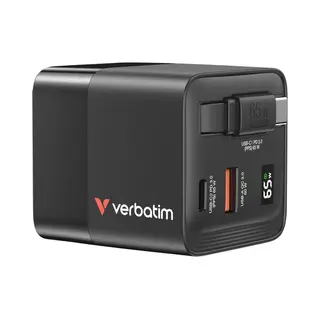 Verbatim GaN Charger 65W Universal Schwarz Ac Schnellladung Drinnen