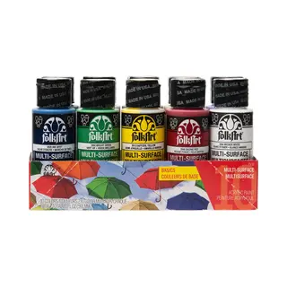FolkArt Plaid PE7508 Folk Art Basic Multi-Surface Satin Acrylic Paint Set, 10 Pieces