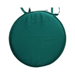 Stof Textile Home Stoelkussens - Emerald Groen - D40 X H3 Cm - Voor Binnen - Touwtjes Sluiting - Zitkussens Plat - Rond