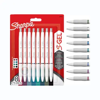 Sharpie S-Gel | Gelpennen Voor Schrijven | Medium Punt (0, 7mm) | Diverse Inktkleuren | Witte Parel Behuizing | 8 Stuks