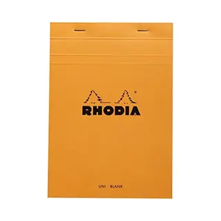 Rhodia 16000C - Stapled Notepad N°16 Orange - A5 - 80 Detachable Sheets - Plain White Clairefontaine Paper 80 G/m - Soft, Resistant And Waterproof