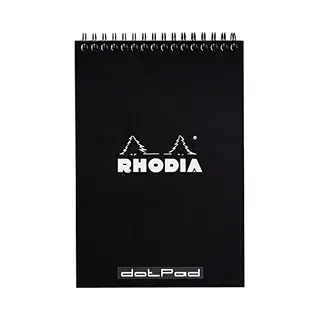Rhodia 165039C - Spiral Notebook (Full Bound) Black - A5 - Dotted Dot - 80 Detachable Sheets - 80G Clairefontaine Paper - Soft And Resistant Coated