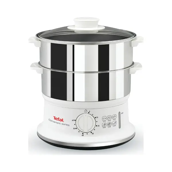 Tefal VC1451 Dampfgarer 2 Korb(e) Freistehend 900 W Weiß, Edelstahl thumbnail