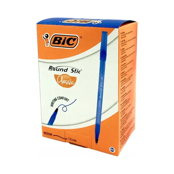 Bic Round Stic - Balpen Blauwe Inkt - Punt 1 Mm - 60 Stuks thumbnail