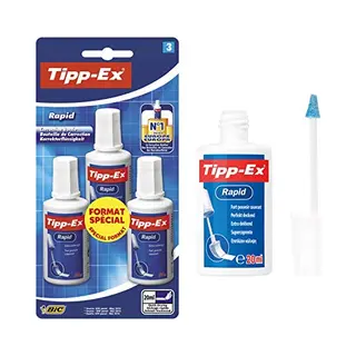 Bic Tipp-Ex Flasche Rapid Korrekturflüssigkeit, Blister 3 Stück