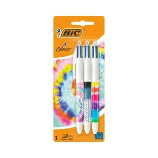 Bic 4 Kleuren Retro Vibes Balpen - Pen Met 4 Kleuren - Medium Punt 1, 0 Mm - 3 Stuks
