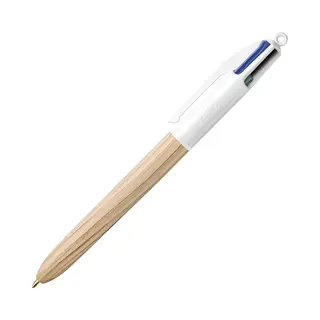 Bic 4 Colours Wood Style Ball Pens X3
