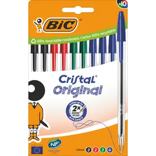 Bic 516354 balpen Zwart, Blauw, Groen, Rood Stick balpen Medium 10 stuk(s)