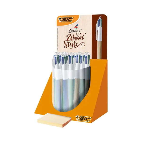 Balpen Bic 4kleuren Wood M Assorti | 30 Stuks thumbnail