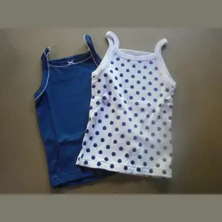 Petit Bateau - 2 Pack - Meisje - Marine , Wit Met Bollen - 10 Jaar 140