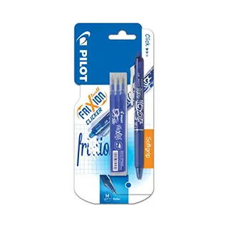 Pilot FriXion Clicker Tintenroller Geltinte Kugelspitze Radierbar Inkl. 3 Ersatzminen Blau