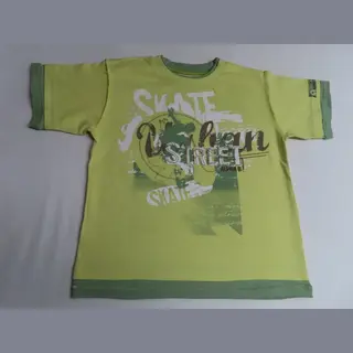 T Shirt - Korte Mouw - Jongens - Geelgroen , Groen - Skate - 4 Jaar 104