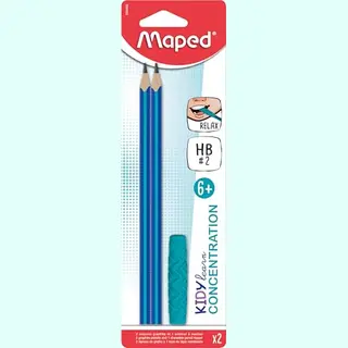Maped - Kidy Learn Concentration Graphite Pencils With Relaxing & De-Stressing Chew/Bite Topper - Ideal For School And Homework