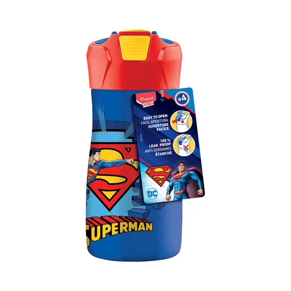 Maped Picnik - Edelstahl-Trinkflasche Superman 430 Ml - Automatisches System Mit Verriegelungstaste - Kinderwasserflasche - Langlebiger Edelostahl - thumbnail