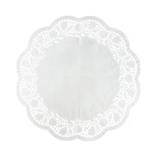 Zenker 9918650 Set Van 30 Ronde Papieren Placemats Met Kantmotief, Papieren Placemats Voor Taarten En Gebak, Kantplacemat, Papier, Wit, 36 Cm