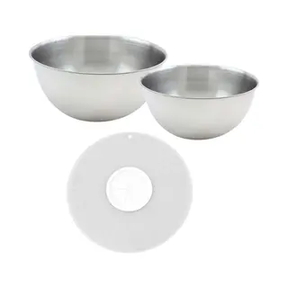 Fackelmann 9941250 Bakset Met 2 Mengkommen En Een Spattenkap, Mengkom, Mengkom, Deksel, Kunststof, Roestvrij Staal, 30 Cm