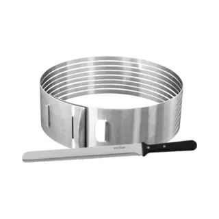 Zenker 9981650 Set Van 2 Stuks Voor Het Snijden Van Layer Cake, Bakgereedschap, Banketmes, Snijring, Taartensnijder, Roestvrij Staal, Kunststof, 30