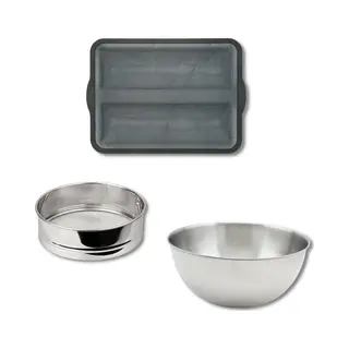 Zenker 9983150 Set Van 3 Speciale Baguette-gereedschappen, Baguetteplaat, Zeef, Mengkom, Siliconen Glasvezel, Nylon, Roestvrij Staal, Zwart, Grijs,