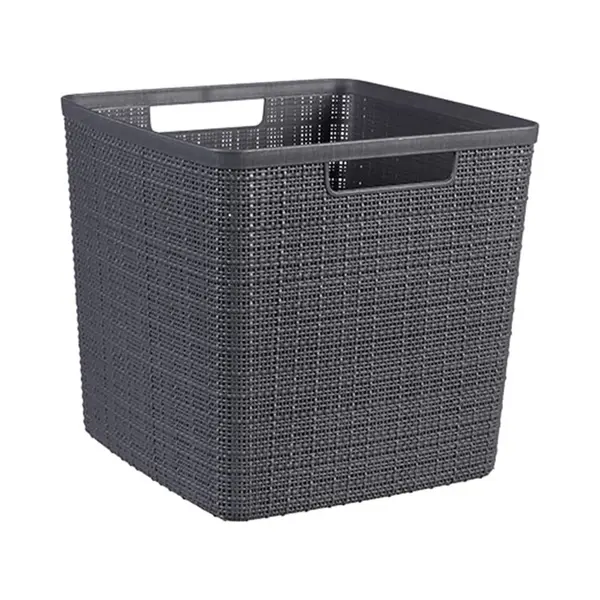 Keter Curver Jutekorb Aus 100 % Recyceltem Kunststoff, Quadratisch, Dunkelgrau, L, 17 L thumbnail