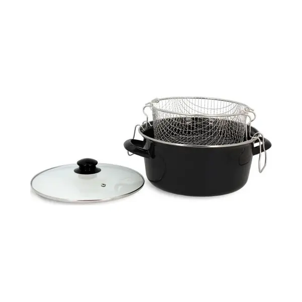 The Kitchenette Menastyl Klassische Friteuse Schwarz 26 Cm Emaille Stahl thumbnail