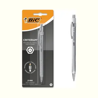 Bic Criterium Metalen Potlood, 2 Mm, Hb, Verchroomde Schacht, Puntenslijper, Gum, 1 Stuk